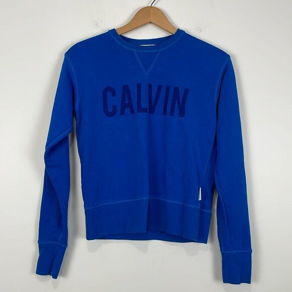 Calvin Klein Women’s Sweatshirt XS Pullover Crewneck Blue - Picture 1 of 7
